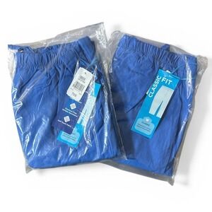 Landau Essentials Scrub Pants X2 - TXS Tall XS 8335 Blue Draw String Classic NWT